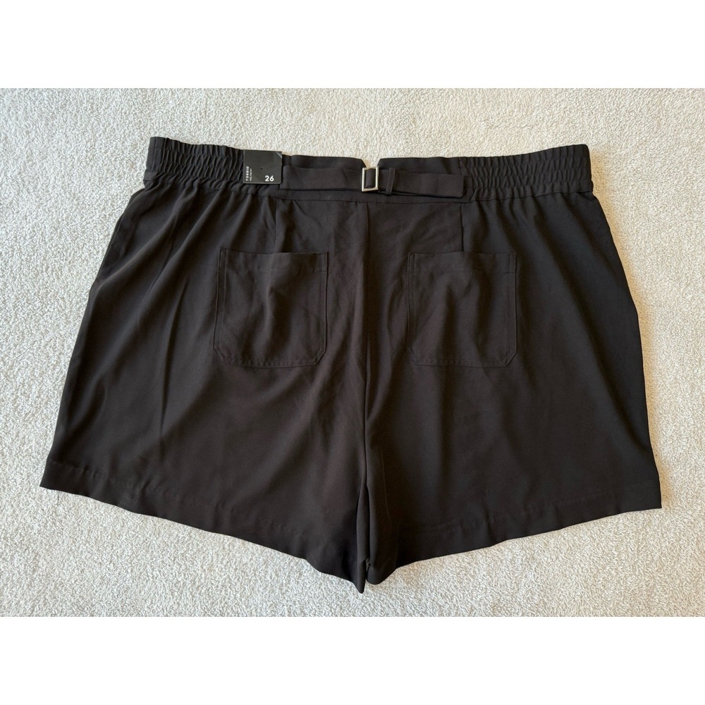 NWT Torrid Wide Leg Studio Crepe Shorts Womens 26 Deep Black Pleated Buckle Back